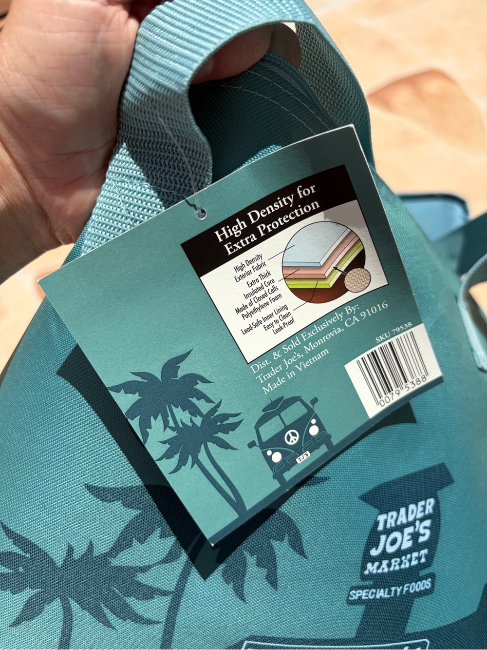 Trader Joe's Teal Insulated Grocery Bag - Picture 3 of 3